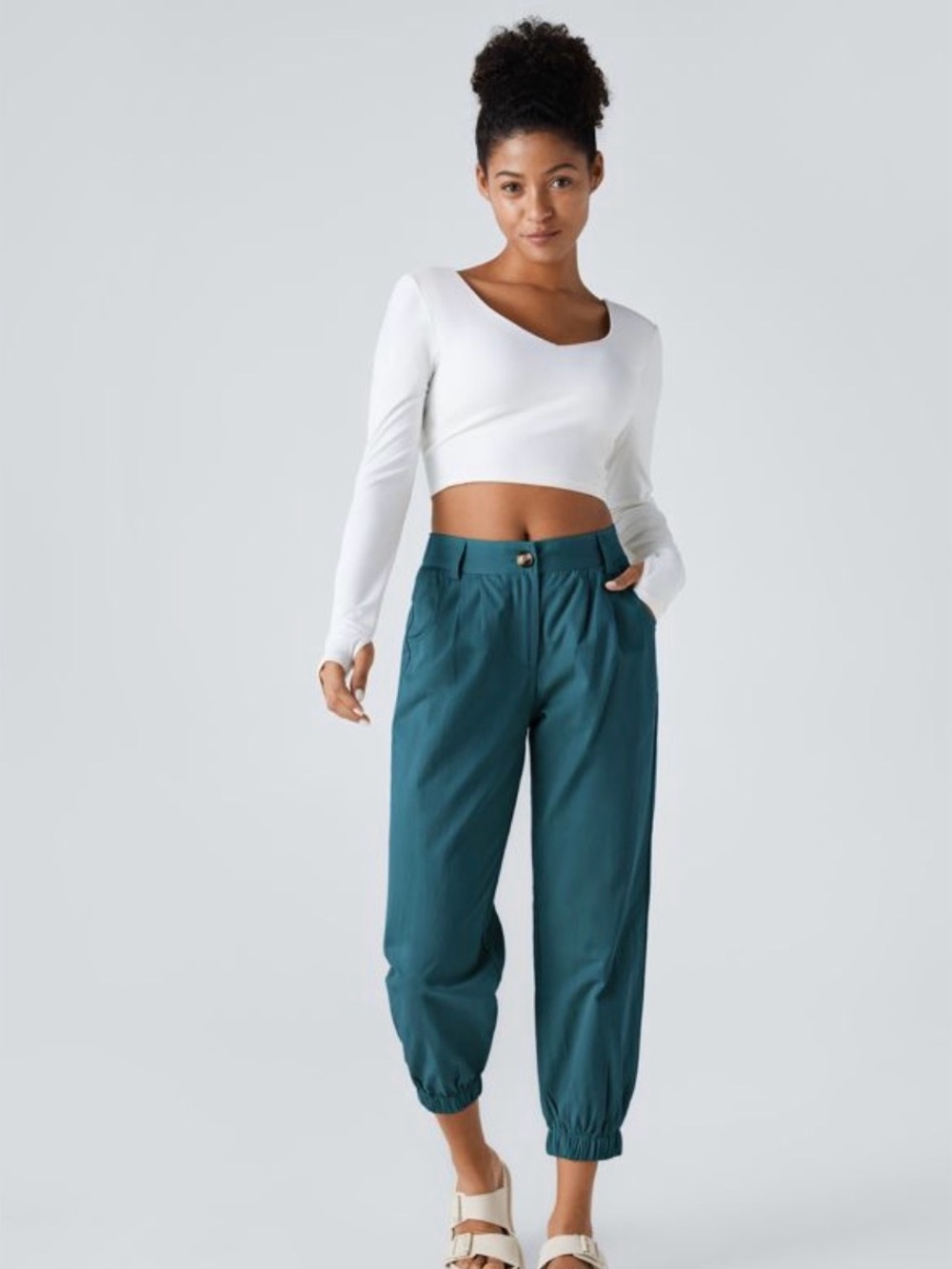 NWT Halara Mid Rise Casual Cotton Joggers with Pockets. Size Medium - Picture 6 of 12
